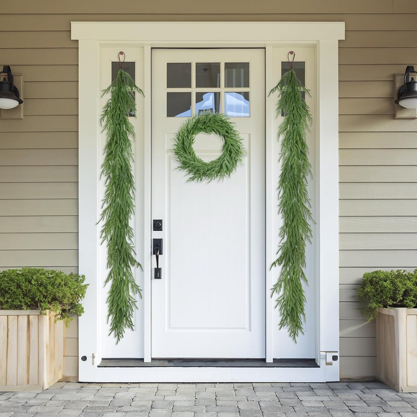 Norfolk Pine Christmas Garland Decorations-6FT Real Touch Christmas Garland- Realistic Artificial Christmas Garland Decorations for Mantle Windows Indoor Outdoor