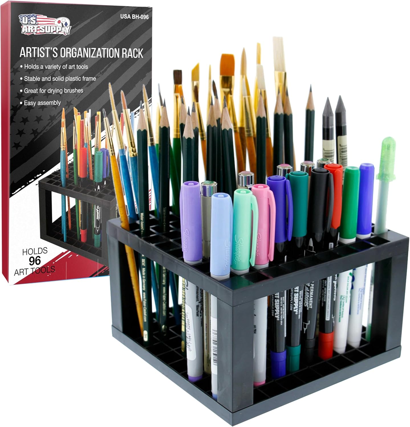 Supply 96 Hole Plastic Pencil & Brush Holder - Desk Stand Organizer ...