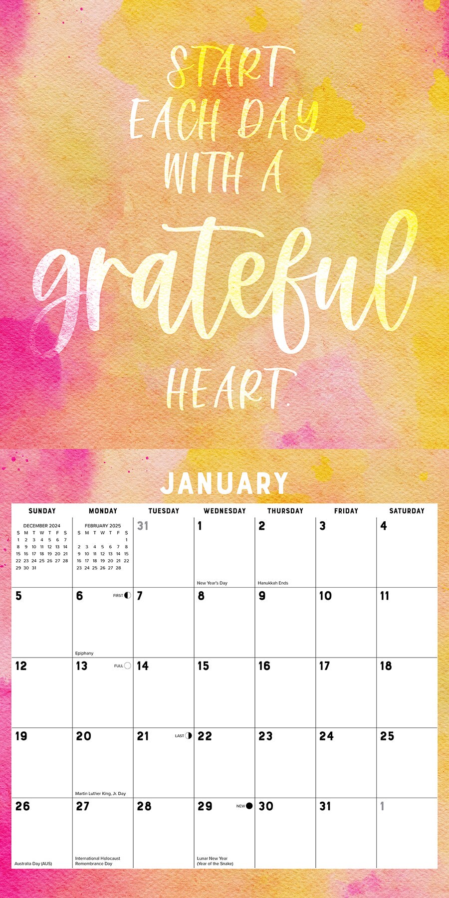 Grateful, Thankful, Blessed 2025 Wall Calendar