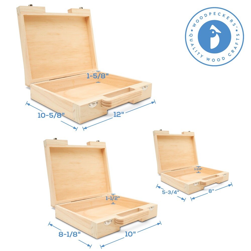 Wood Suitcases, Multiple Sizes, Boxes for Crafts, Travel &#x26; Storage | Woodpeckers