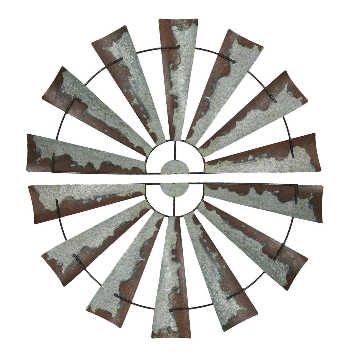 Large 48 inch Rustic Metal Half Moon Windmill Farmhouse Wall Sculpture Decor