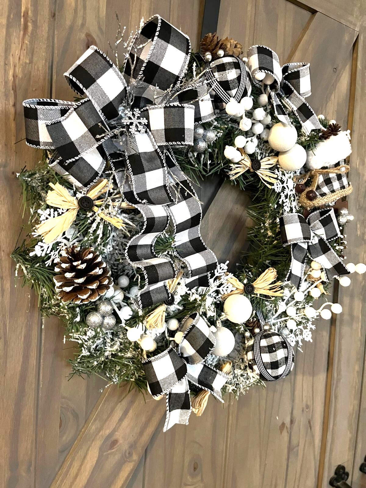 Cheapest Personalized Door Decoration, Christmas Wreath, Buffalo Plaid Holiday Decor