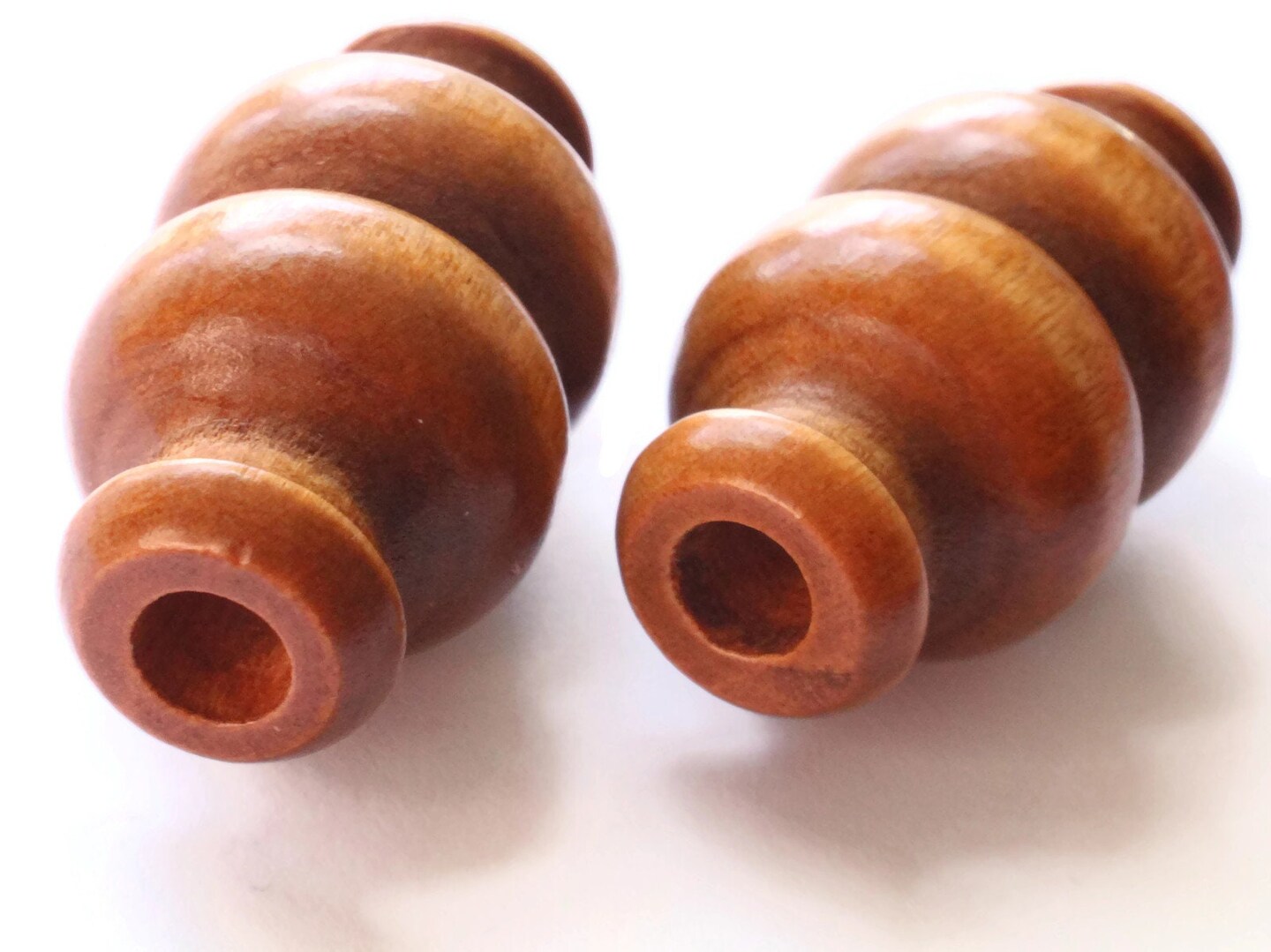 2 50mm Vintage Medium Brown Wood Large Hole Decorative Tube Beads