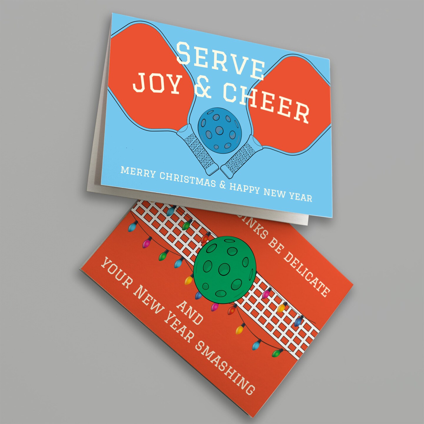 Pickleball Christmas Greeting Cards Boxed Set of 24 Holiday Notecards Featuring Fun Pickleball-Themed Designs and Puns, Perfect for Pickleball Players and Fans