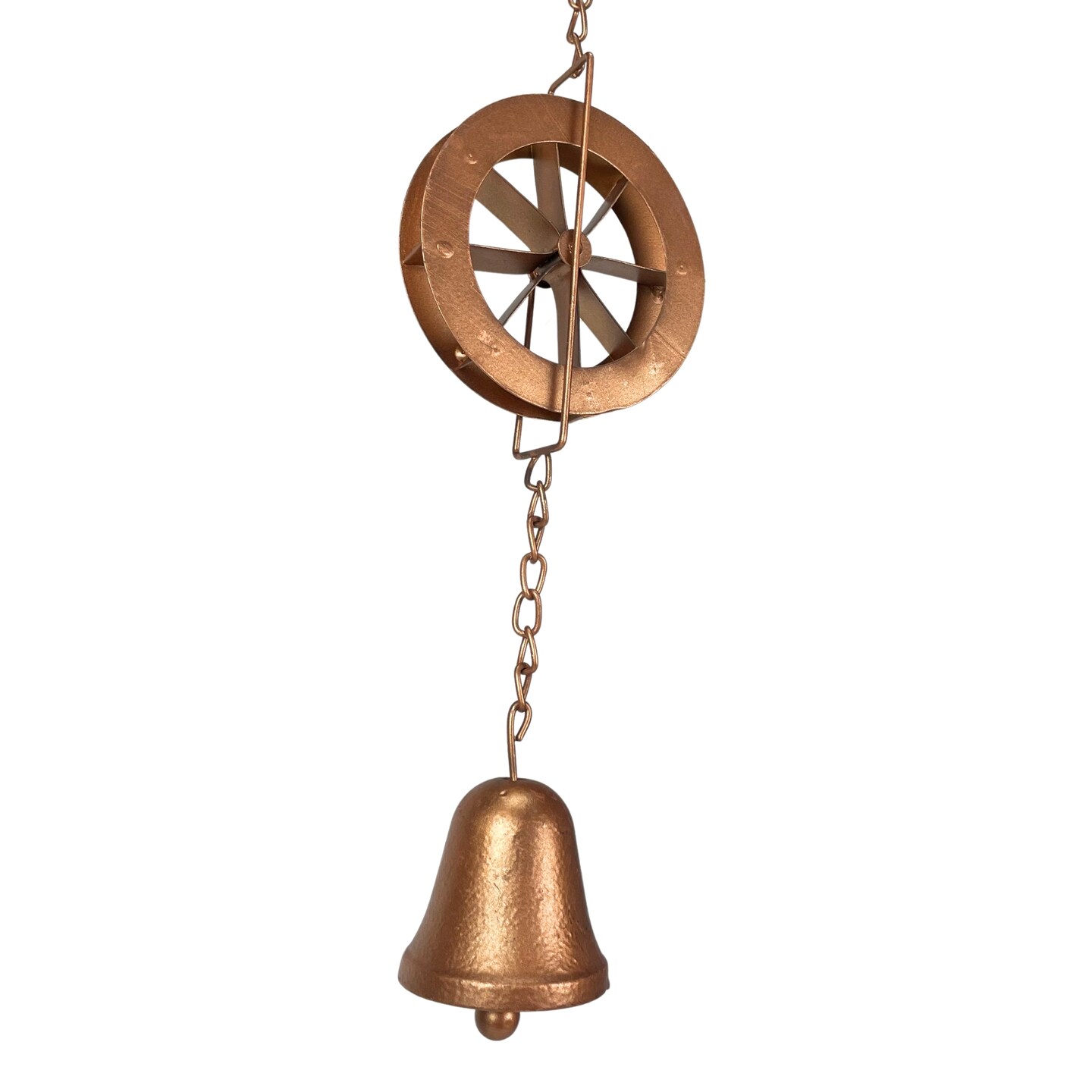 78-Inch Metal Rain Chain - 6 Water Wheels &#x26; Weighted Bell