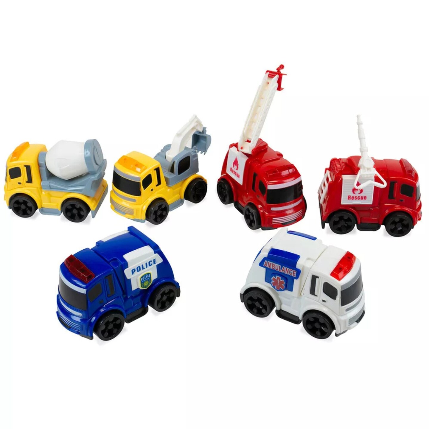 Kitcheniva 6 Pcs Kids Friction Powered City Cars Trucks Toy Vehicles Set Gift