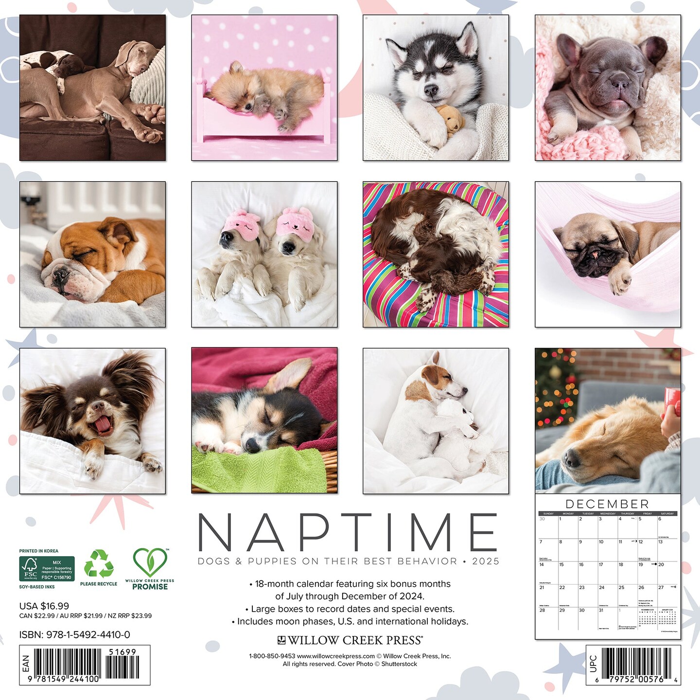 Naptime: Dogs &#x26; Puppies on their Best Behavior 2025 Wall Calendar