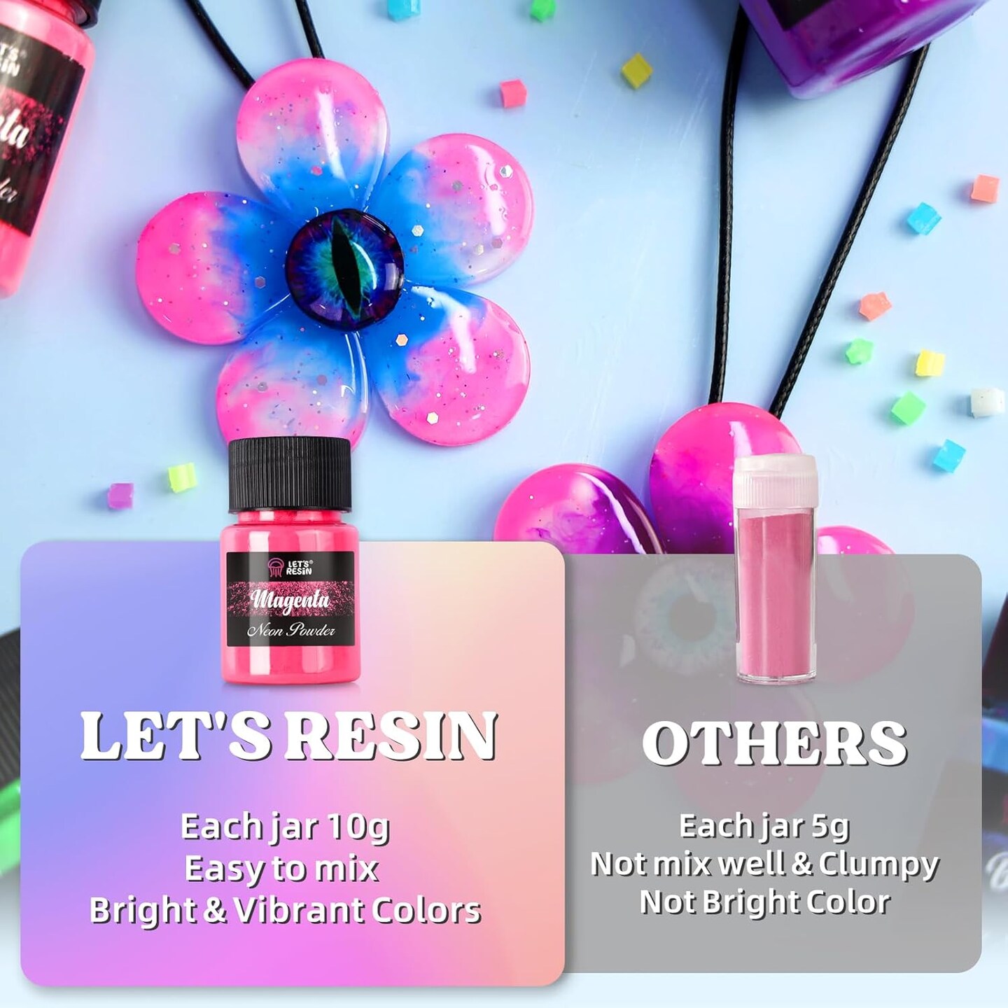 LET&#x27;S RESIN Neon Pigment Powder,12Colors Fluorescent Powder,10g/Bottle of Mica Powder for Epoxy Resin,Nail,Tumblers,Soap Making,Slime &#x26; Candle,painting, and DIY Crafts