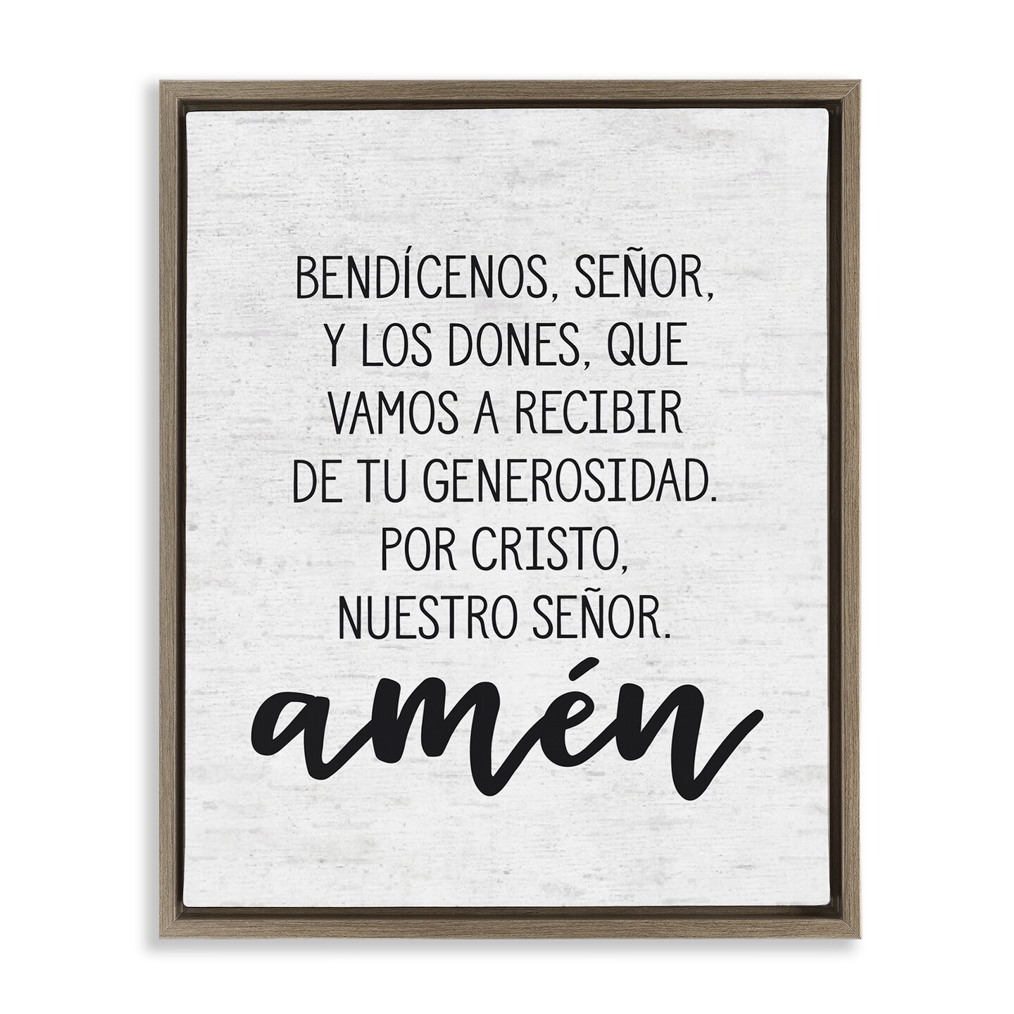 Stupell Industries Bendición de la Mesa Framed Floater Canvas Wall Art