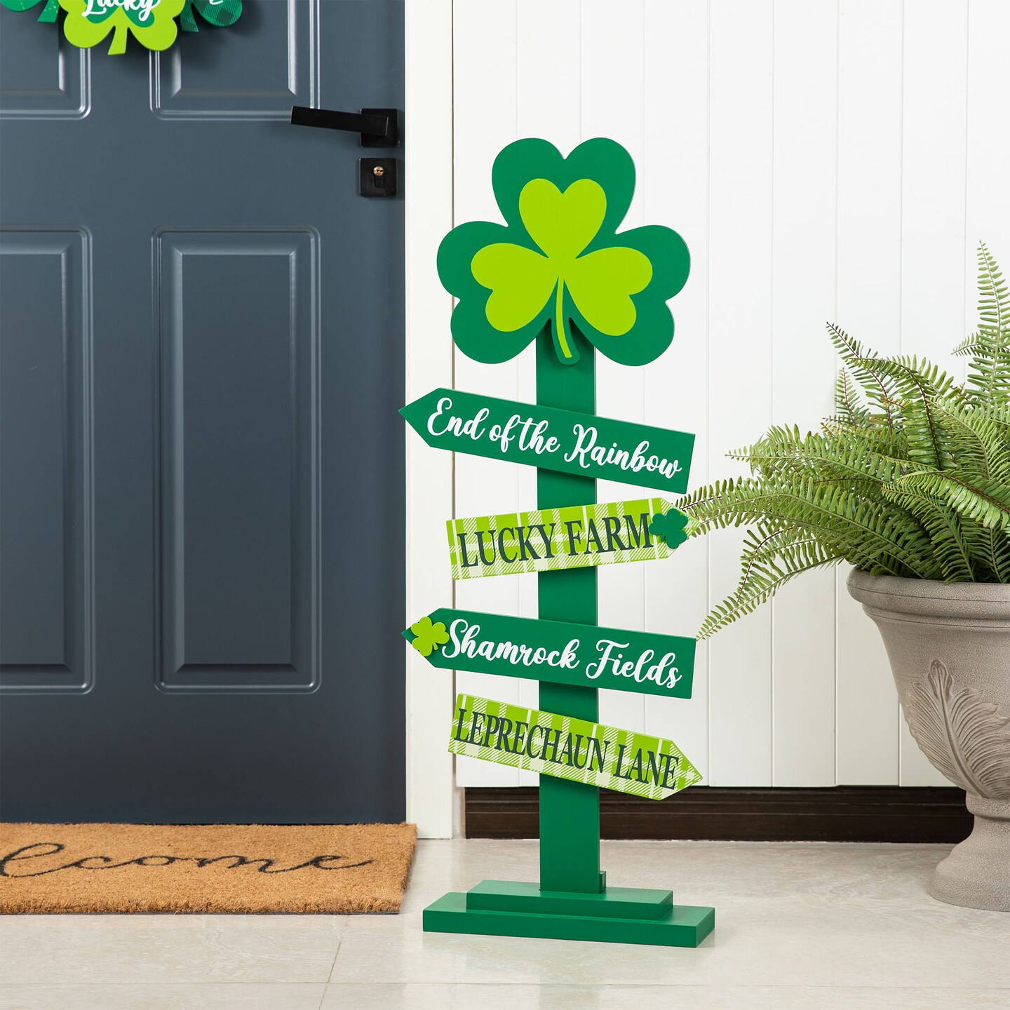 36"H Wood Shamrock Leprechaun HAPPY ST.PATRICK'S DAY Sign Porch Decor
