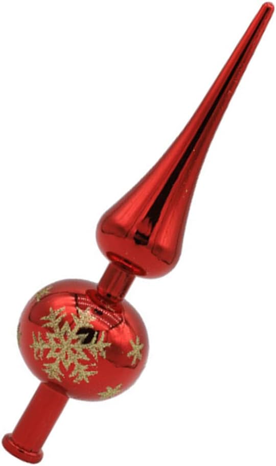 Christmas Tree Topper Plastic Christmas Tree Topper Blown Plastic Xmas Tree Finials Hand- Painted Treetop Plastic for Christmas Tree Ornaments (Red)