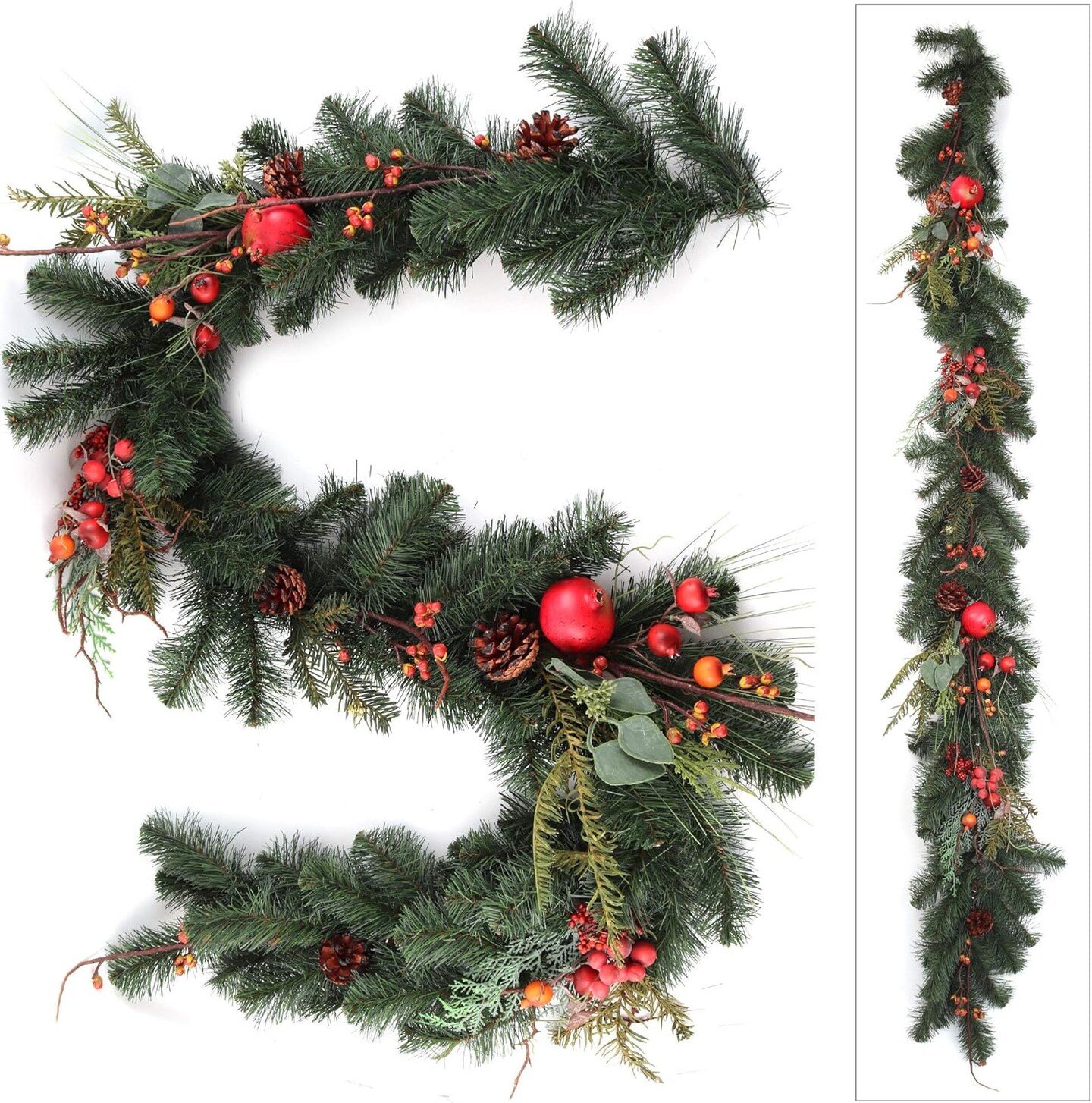 6ft Traditional Pine Garland with Fruits &#x26; Pine Cones, Floral Home by Artificial Flowers