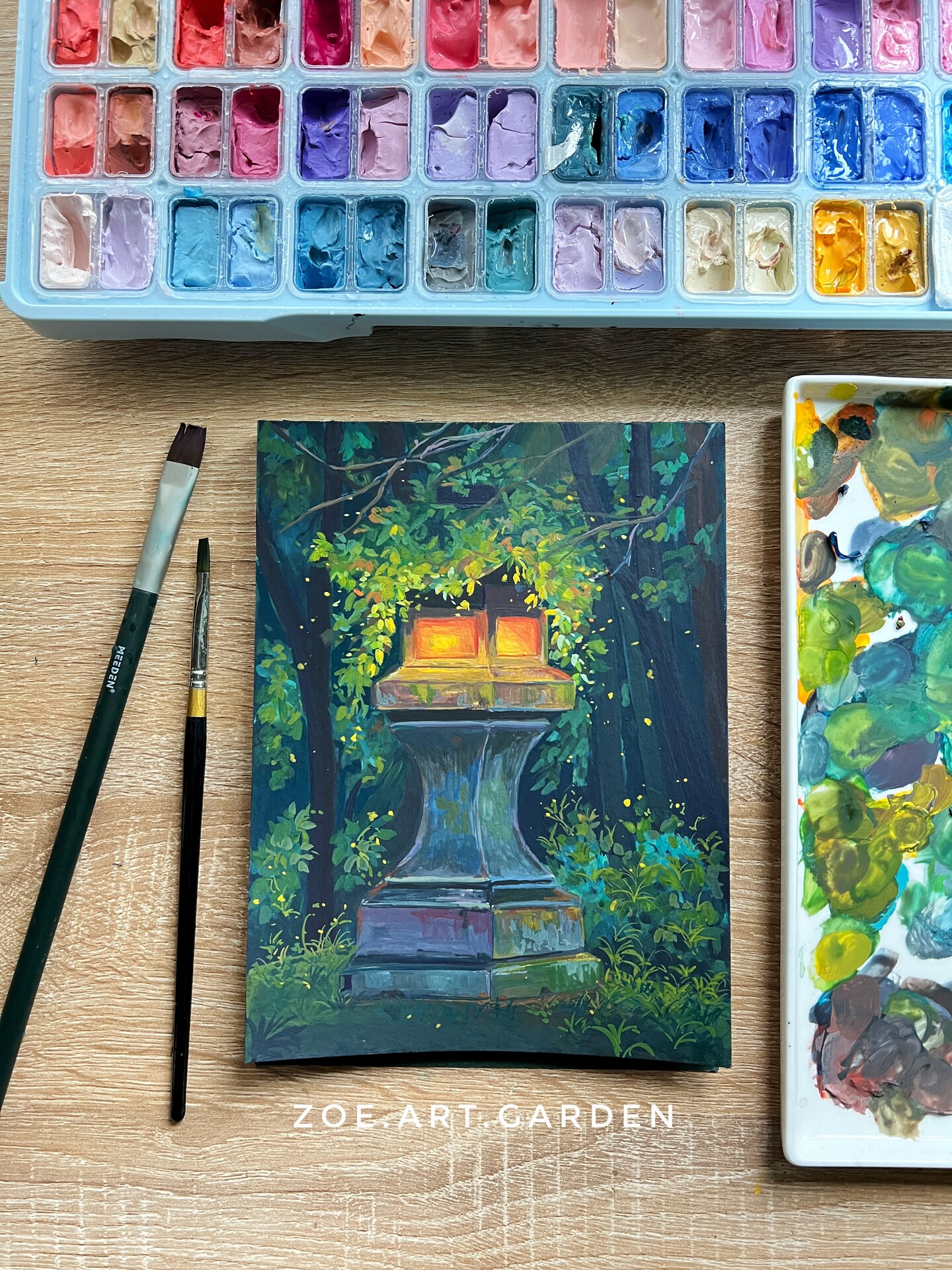 Original Gouache Painting - Japanese Mossy Lantern - Stone Lantern in  Midnight - Whimsical Forest Wall Decor - Hand-Painted ART- UNIQUE ART |  MakerPlace by Michaels, image size:810x1080