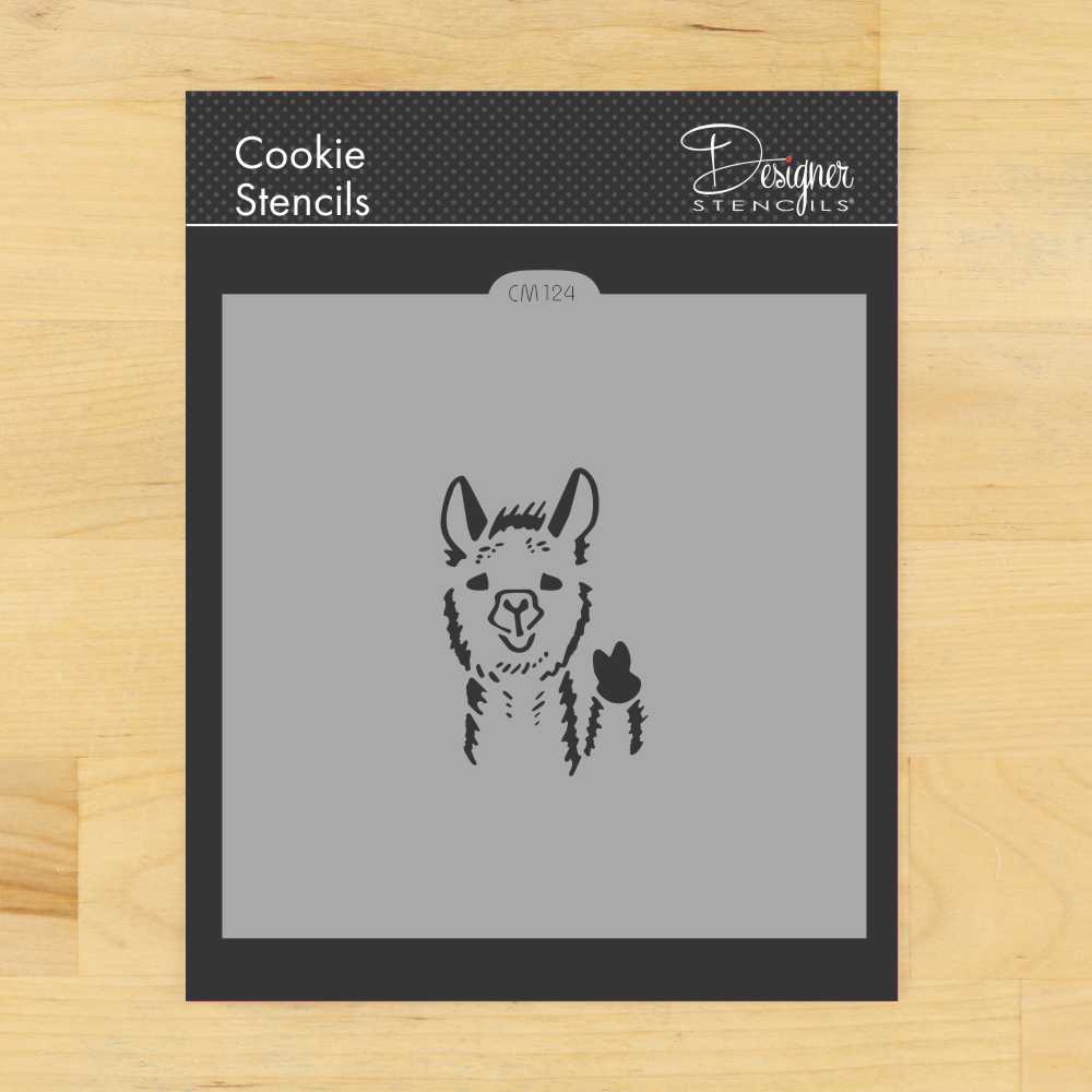 Llama Cookie &#x26; Craft Stencil | CM124 by Designer Stencils | Cookie Decorating Tools | Baking Stencils for Royal Icing, Airbrush, Dusting Powder | Craft Stencils for Canvas, Paper, Wood | Reusable Food Grade Stencil