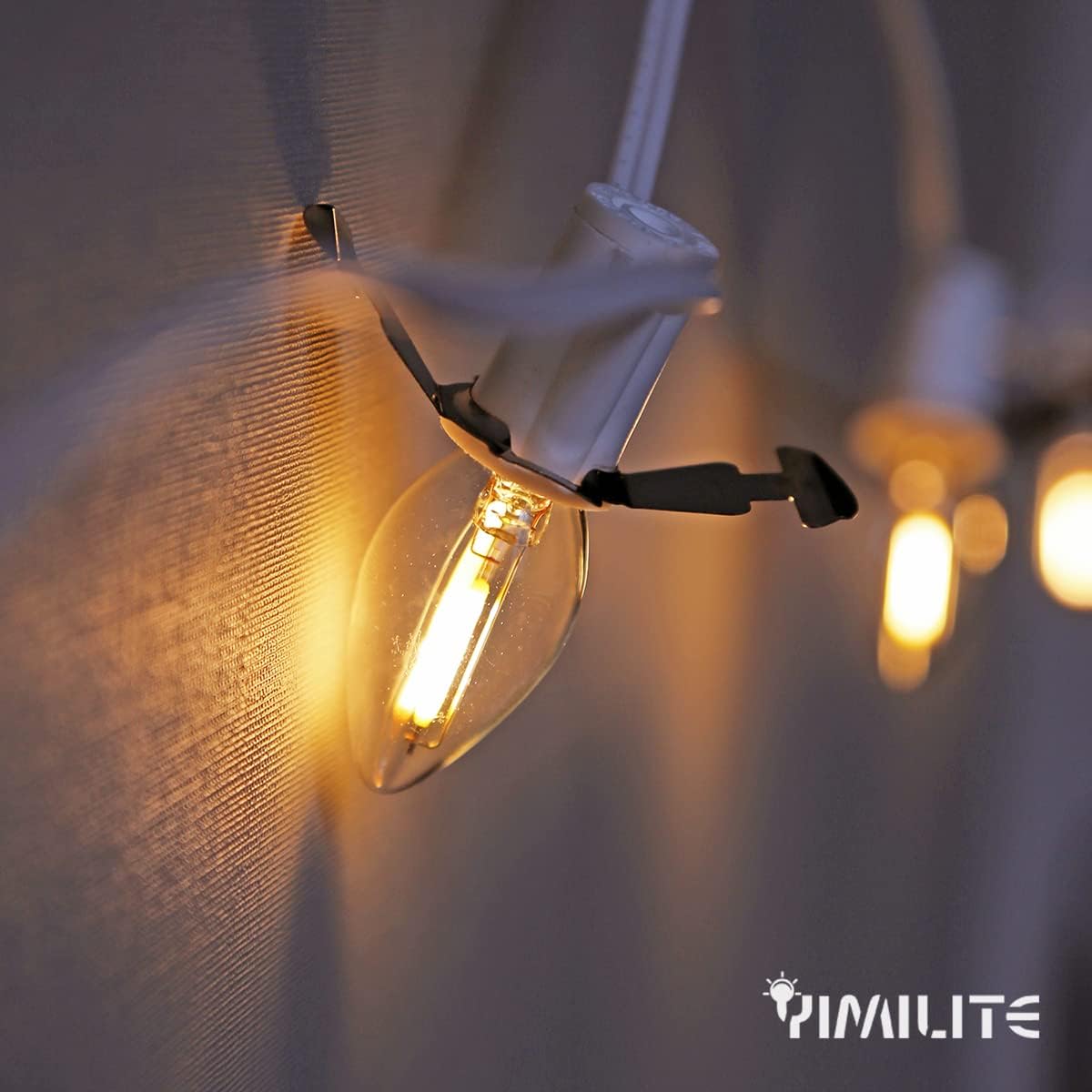 3 Base C7 String Bulbs Christmas Village Light Accessory Cord with 3 LED Light Bulb Universal Clip White Cord with On/Off Spare Fuse Switch Plugs for Decorations Christmas Village House