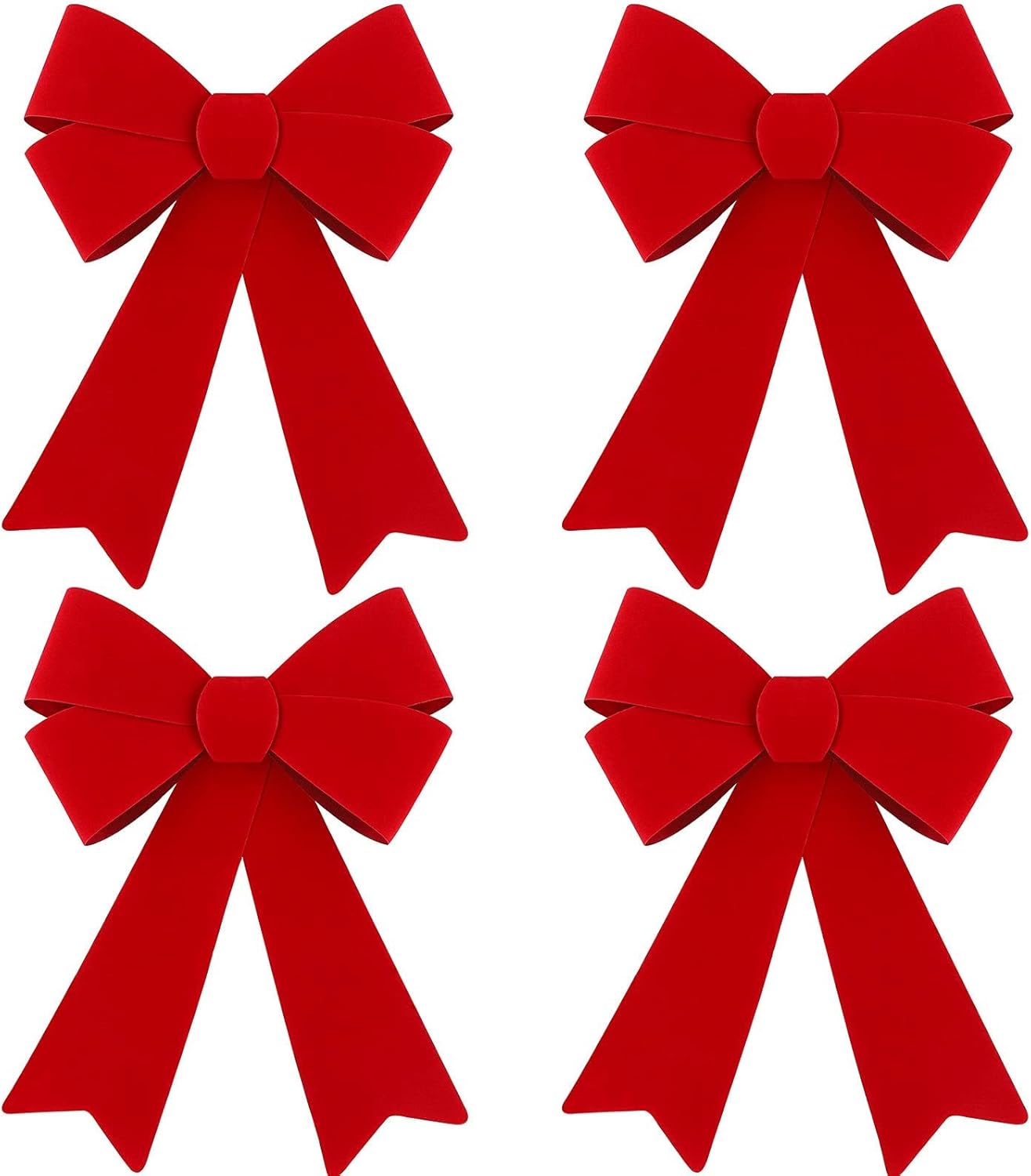 4 Pack Red Christmas Wreath Bows 18 x 12 Inches Christmas Bows Decoration Bows Xmas Tree Ornaments Bows for Christmas Tree Party Supplies
