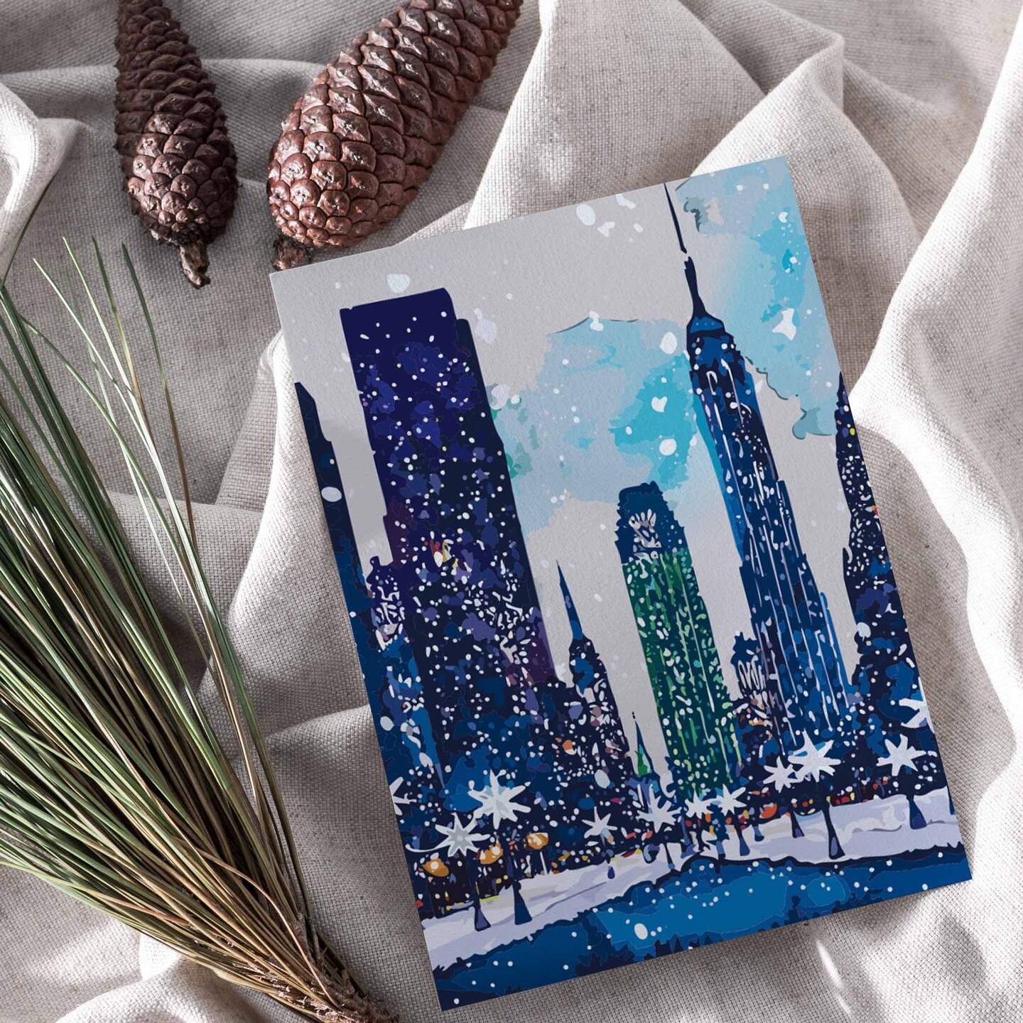 New York City Christmas Greeting Cards Boxed Set of 24 Holiday Notecards Featuring Iconic NYC Scenes, Ice Rinks, and Rockefeller Tree, Perfect for Festive Wishes