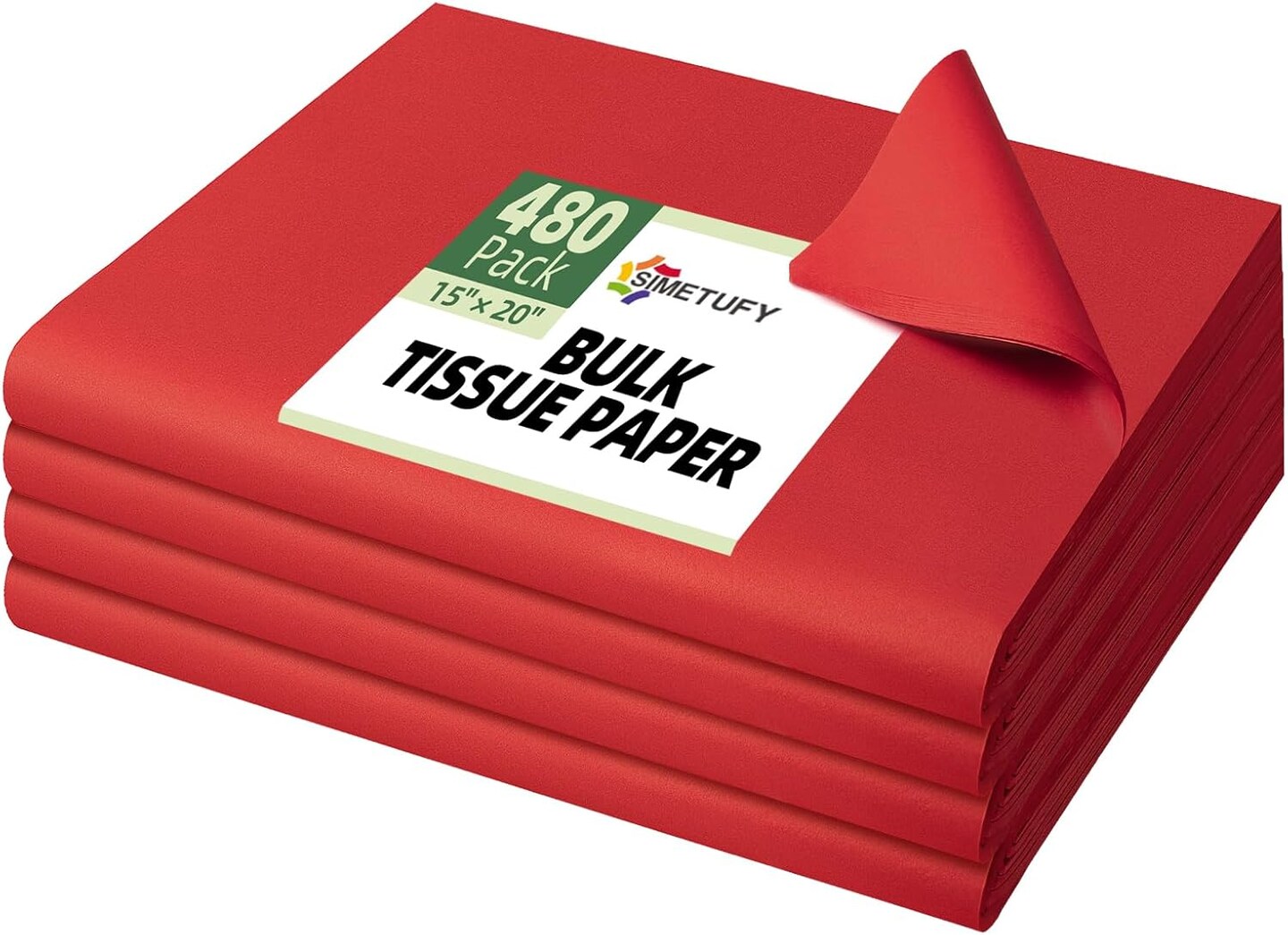 Red Tissue Paper for Gift Bags, 480 Sheets 15 x 20 Inches Red Tissue Paper Bulk for Packaging, Gift Wrapping Tissue Paper for Crafts, Christmas, Wedding, Birthday, Holiday, Party Decor