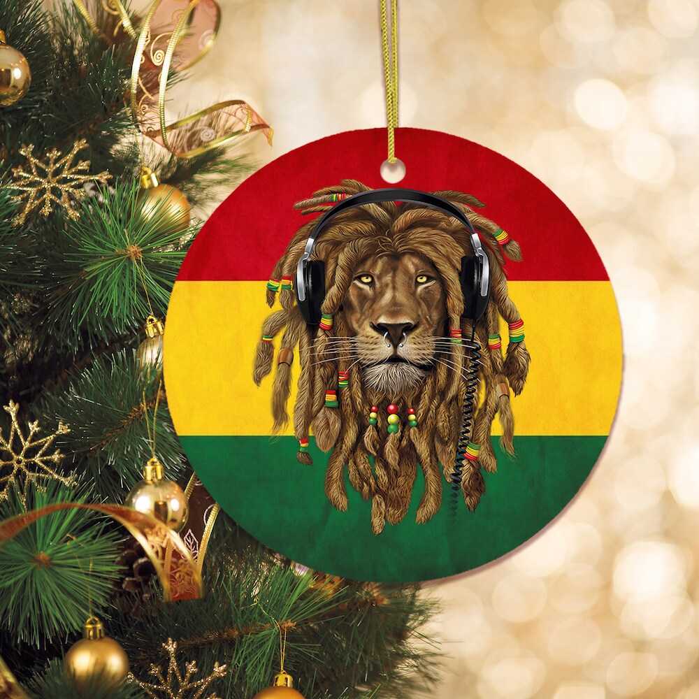 Reggae Lion Ornament, Jamaican Christmas Decoration, Reggae Music Flag