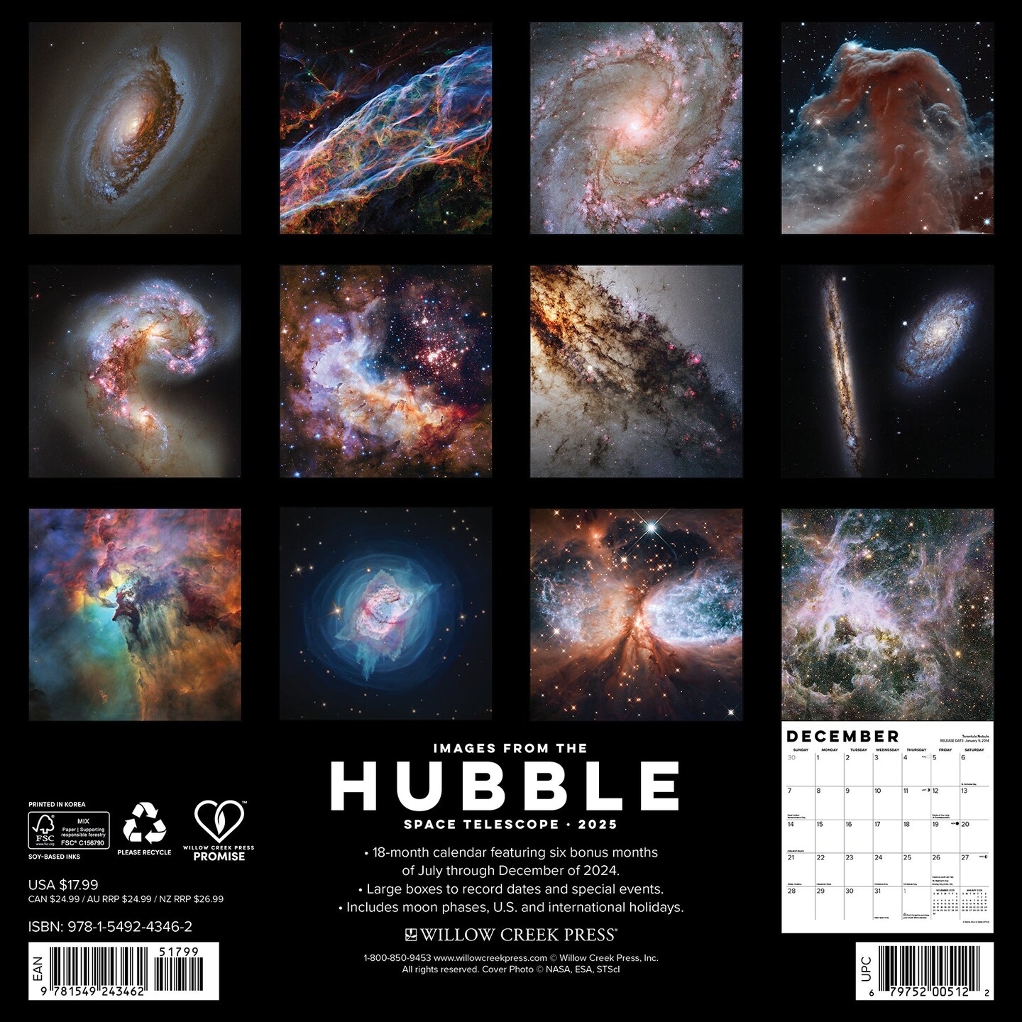 Images from the Hubble Space Telescope 2025 Wall Calendar