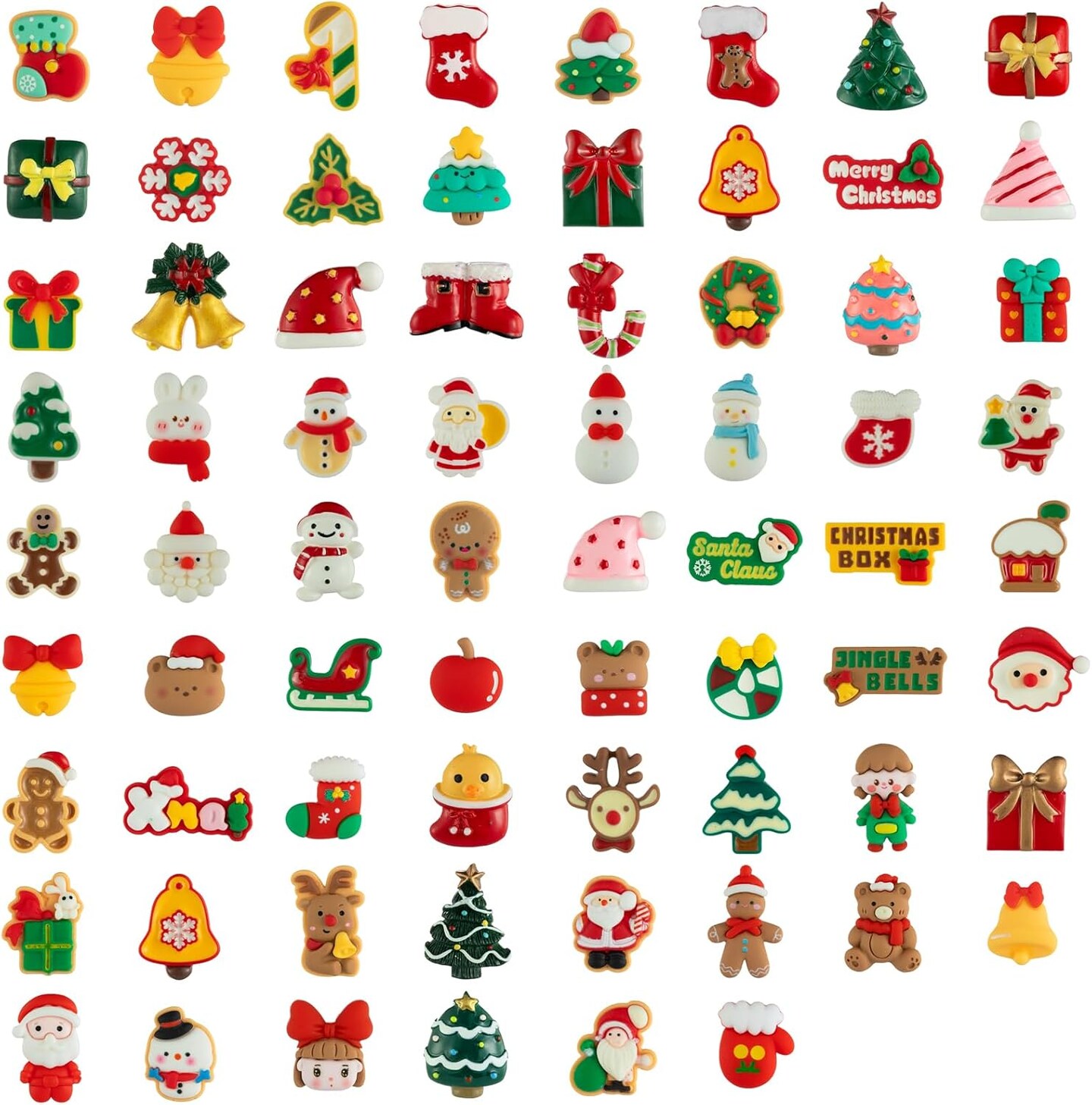70 Styles Christmas Resin Flatback Charms Assorted Slime Santa Snowman Tree Embellishments Supplies for Holiday DIY Scrapbooking Making Decorations 70pc