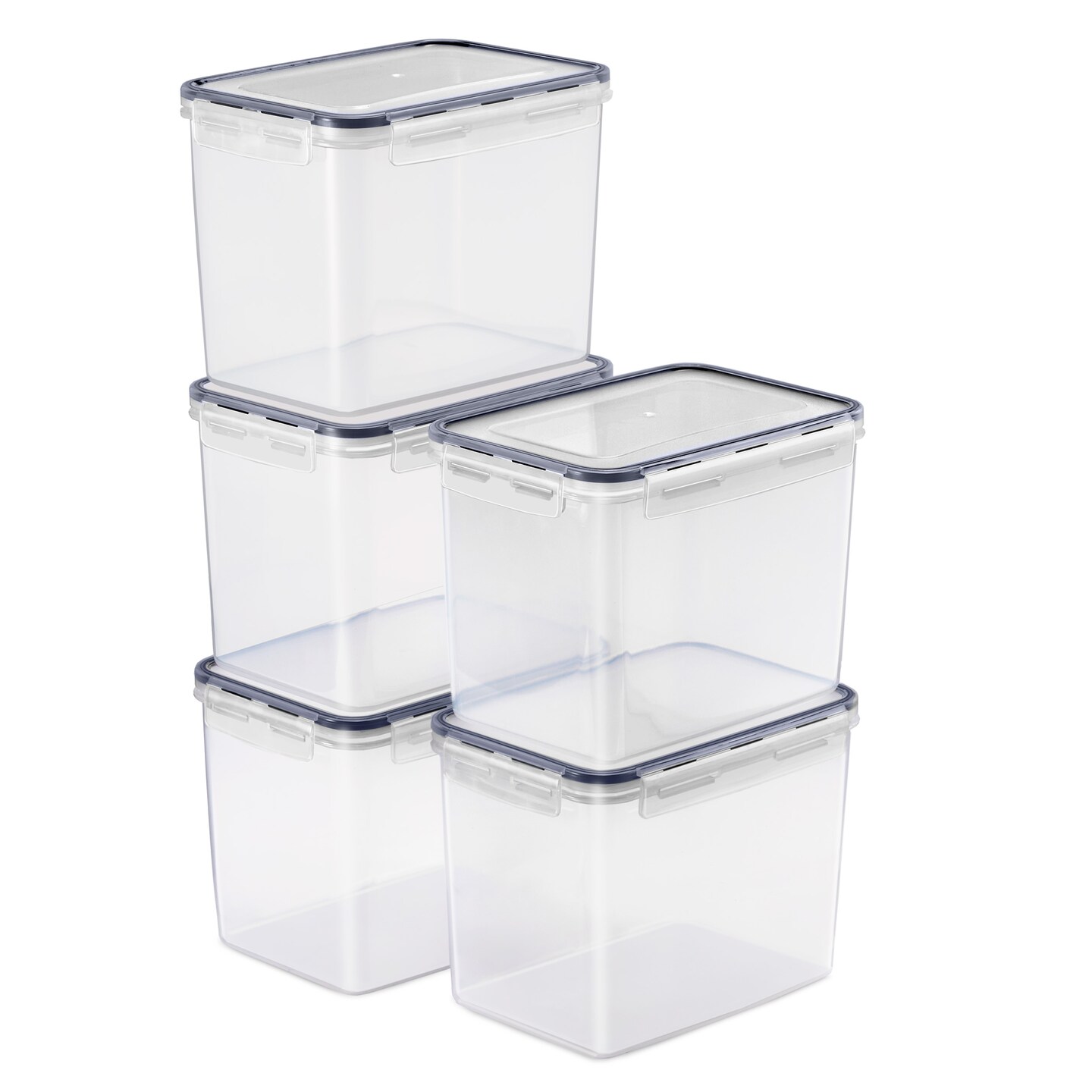 Sorbus Food Storage Containers - Pack of 5 with Air Tight, Four-Way Snap Lids