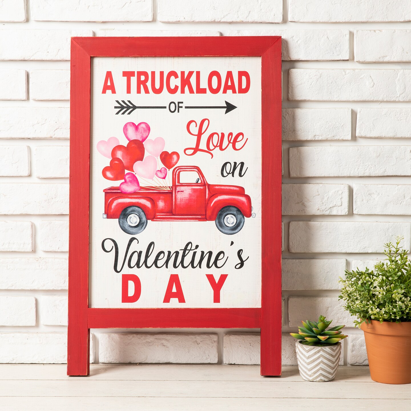 Set of 2 24"H Valentine's Wooden Truck Porch Sign / Standing Décor