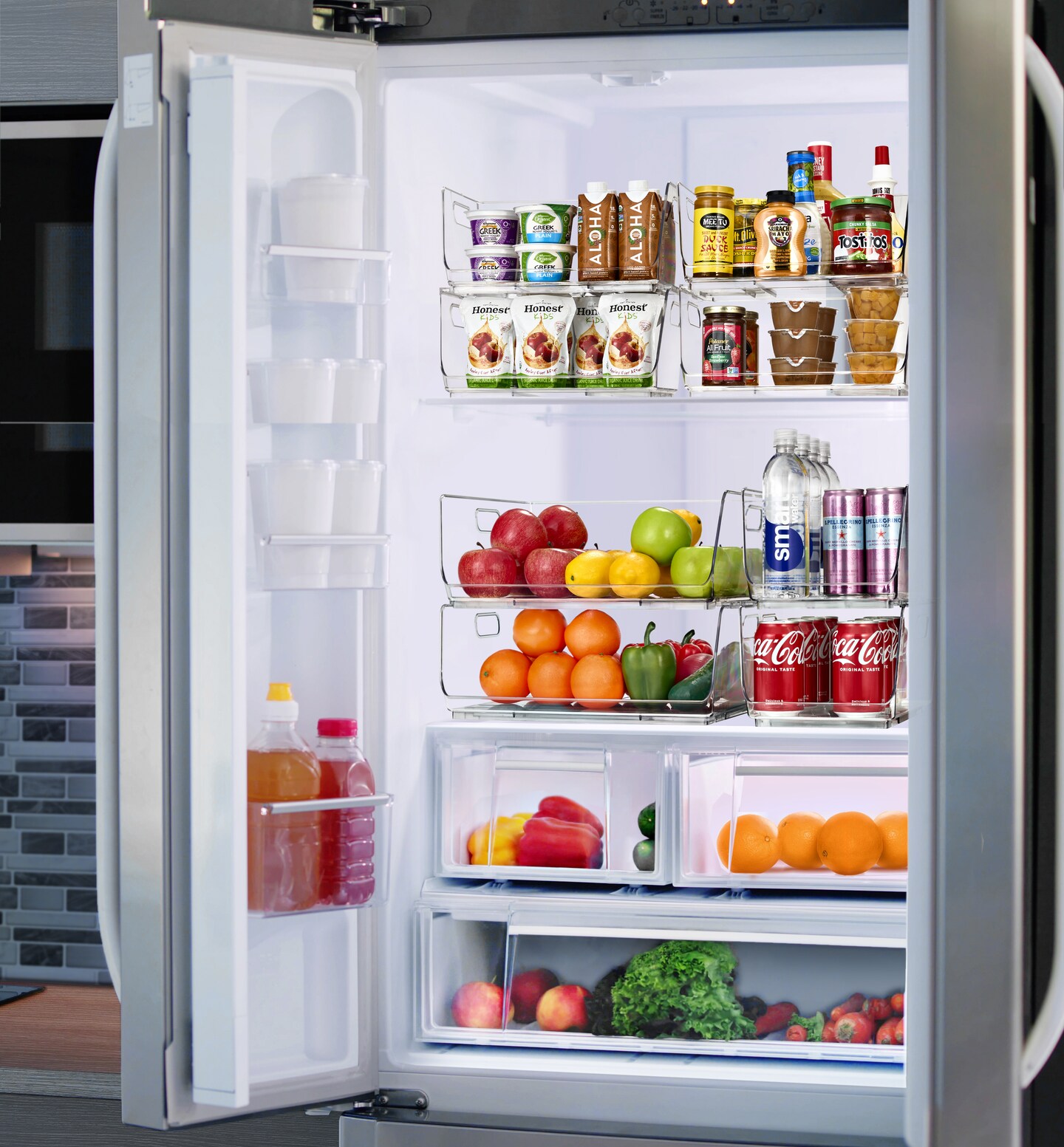 Sorbus Large 2 Pack Stackable Storage Bins Open Front - Clear Pantry Bins for Storage and Organization