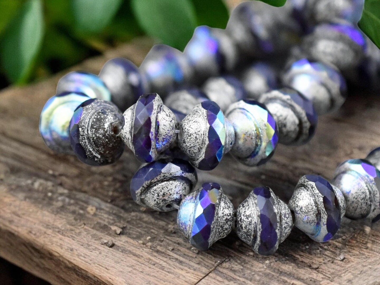 White Silver Washed Matte Violet Purple AB Saturn Beads - Choose Your Size