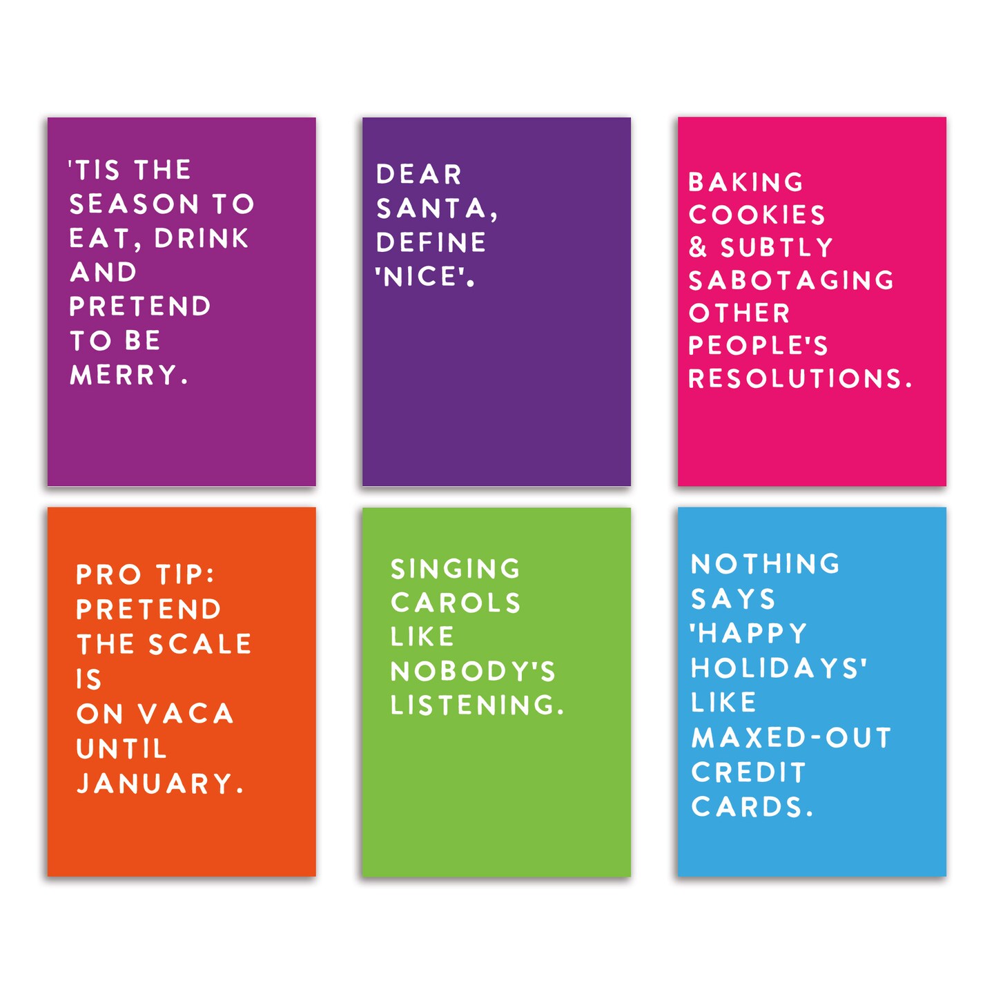 Funny Holiday Greeting Cards Boxed Set – 24 Modern Christmas Notecards with 6 Hilarious and Relatable Designs, Perfect for Spreading Laughter and Cheer