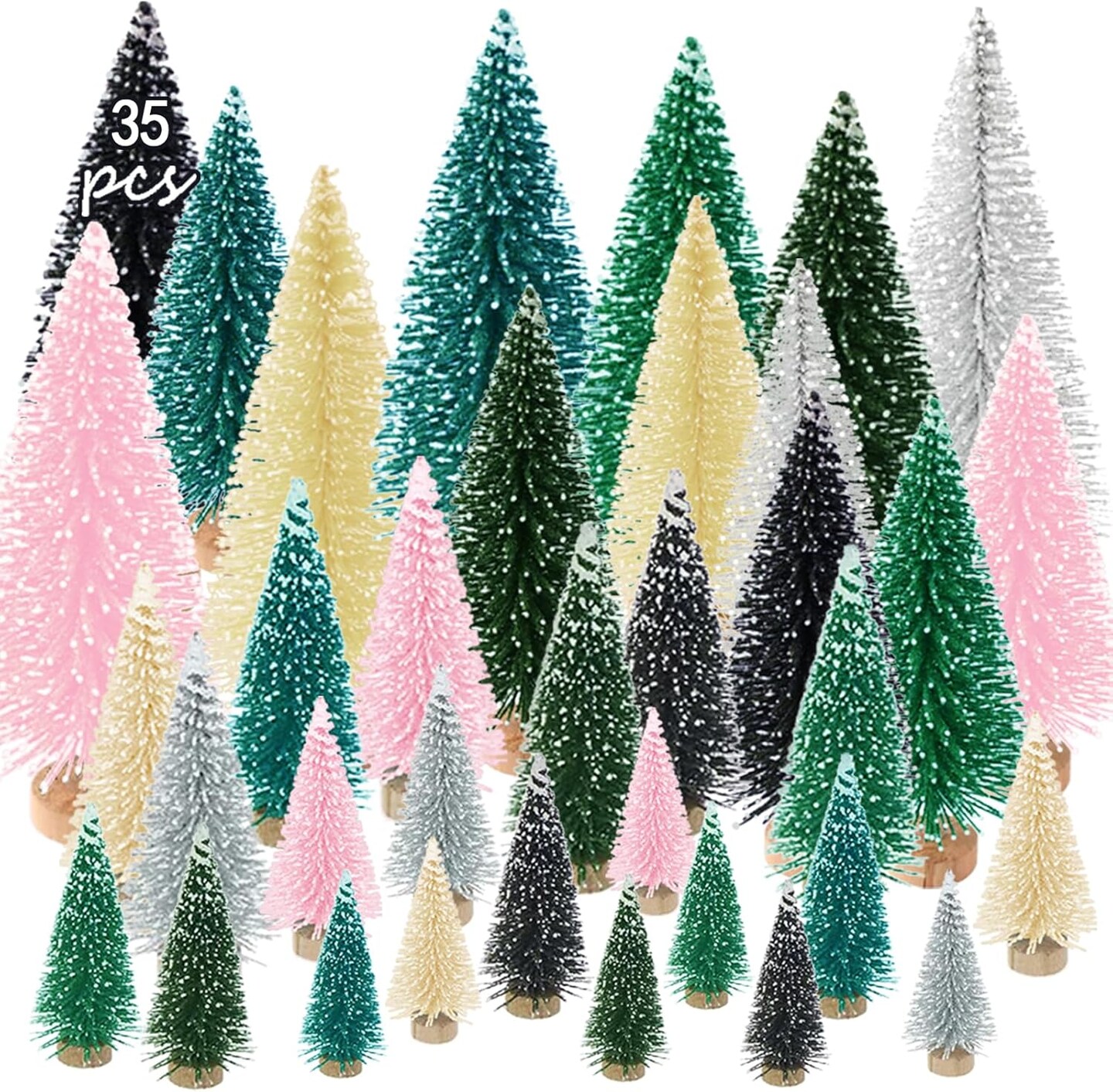 Mini Bottle Brush Christmas Trees Table Decorations, Small Artificial Miniature