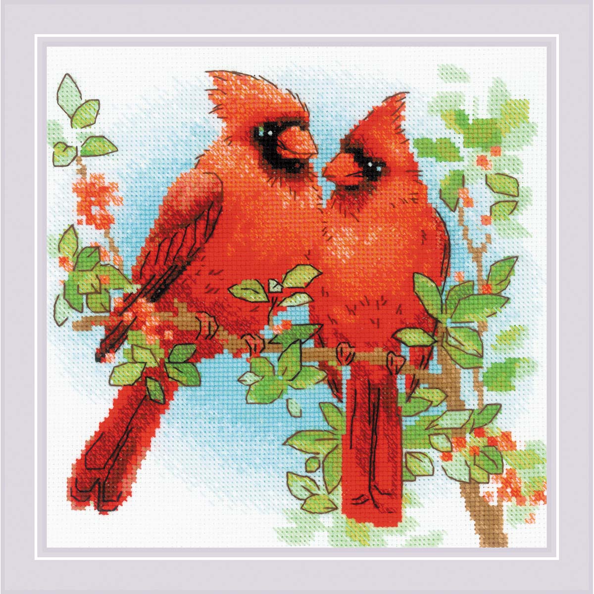 RIOLIS  Red Cardinals Counted Cross-Stitch Kit
