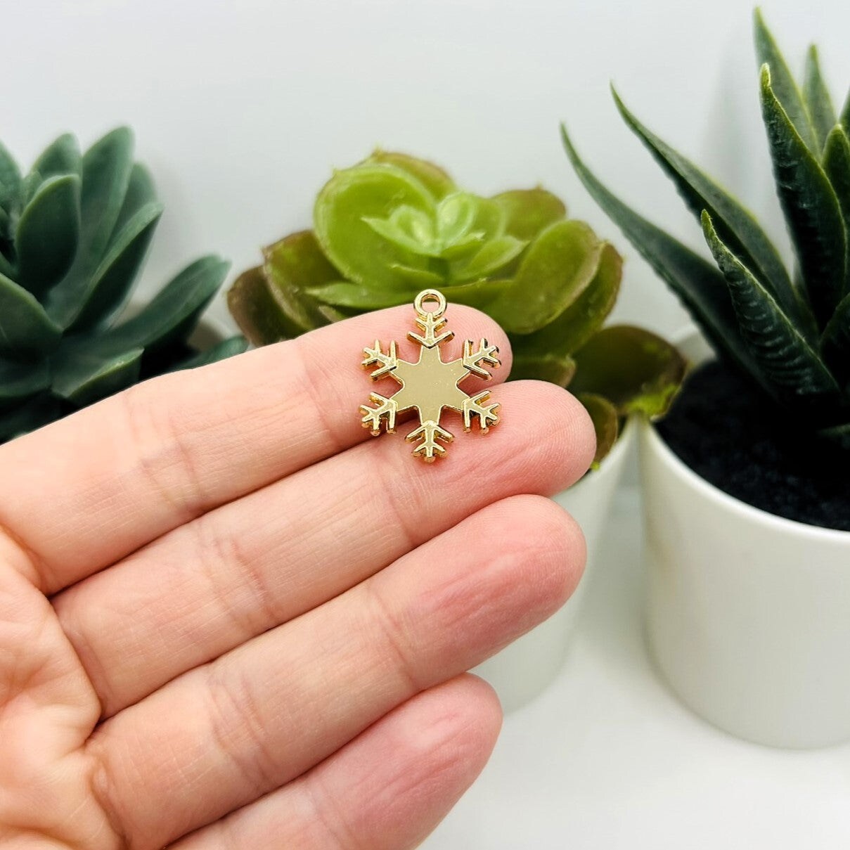 1, 4, 20 or 50 Pieces: Gold Toned Rhinestone Snowflake Charms