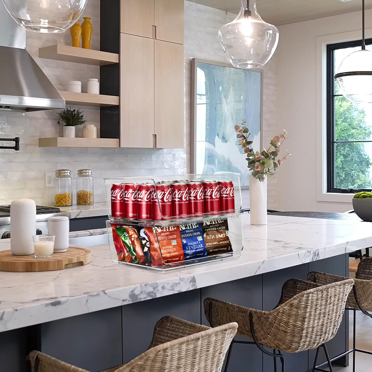 Sorbus Large 2 Pack Stackable Storage Bins Open Front - Clear Pantry Bins for Storage and Organization