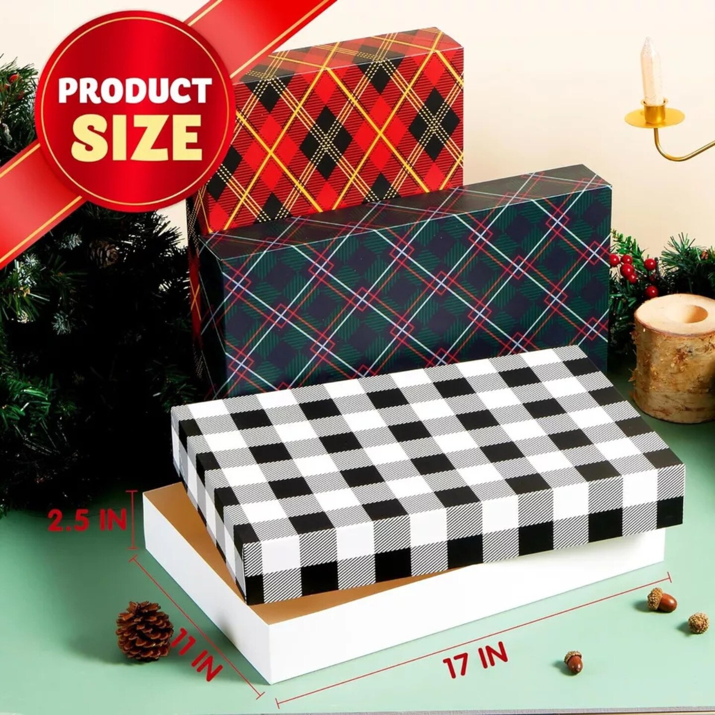 Kitcheniva 12 Pcs Christmas Red Black Plaid Shirt Gift Wrap Boxes