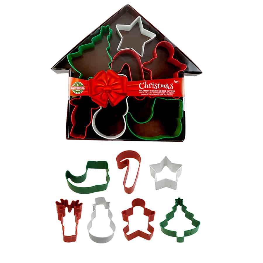 Christmas Color Cookie Cutters 7 PC Set in G/B House Package
