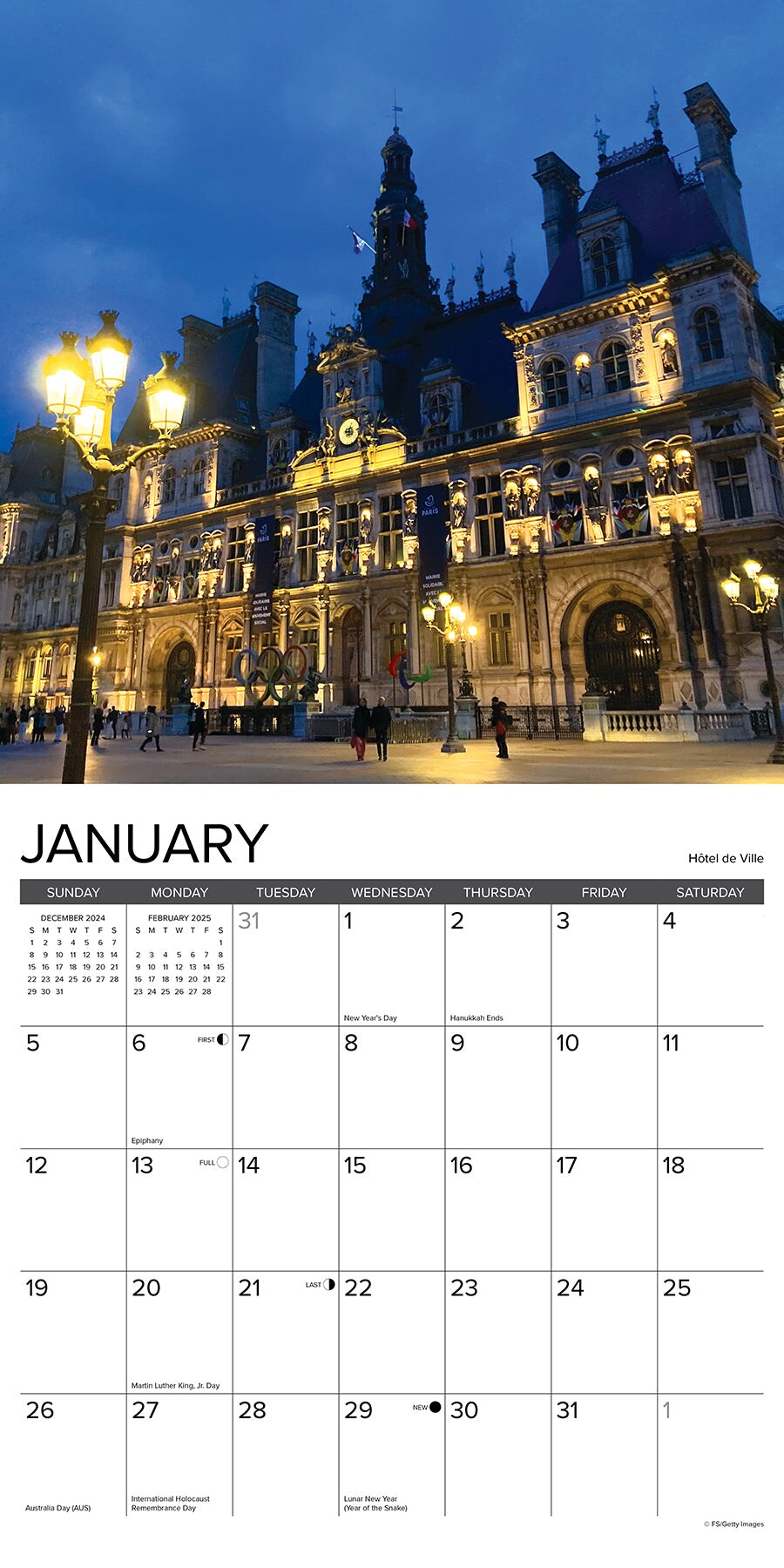 Paris 2025 Wall Calendar
