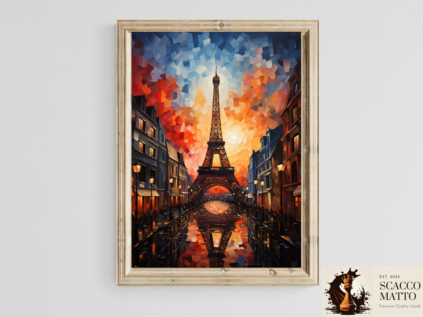 Oil Painting Abstract Eiffel Tower | Paris Sunset Sky Art
