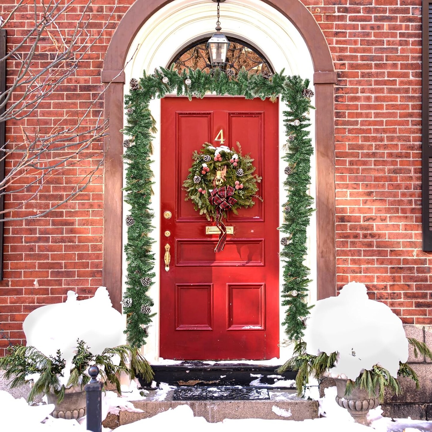9 Ft Prelit Artificial Christmas Garlands with 50 Lights Battery Operated Timer 8 Modes, 226 PCS Garland Christmas Decoration with Pine Cone Outdoor Indoor Mantle Stair Decor