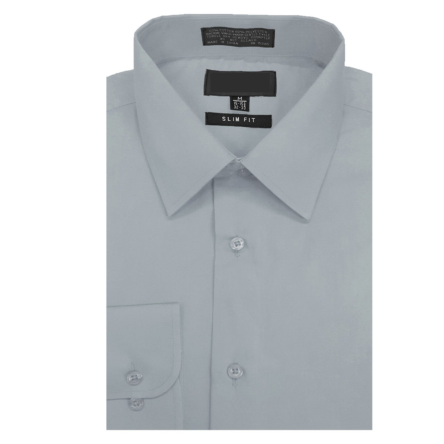 Mens Slim Fit Long Sleeve Shirt Light Grey Color