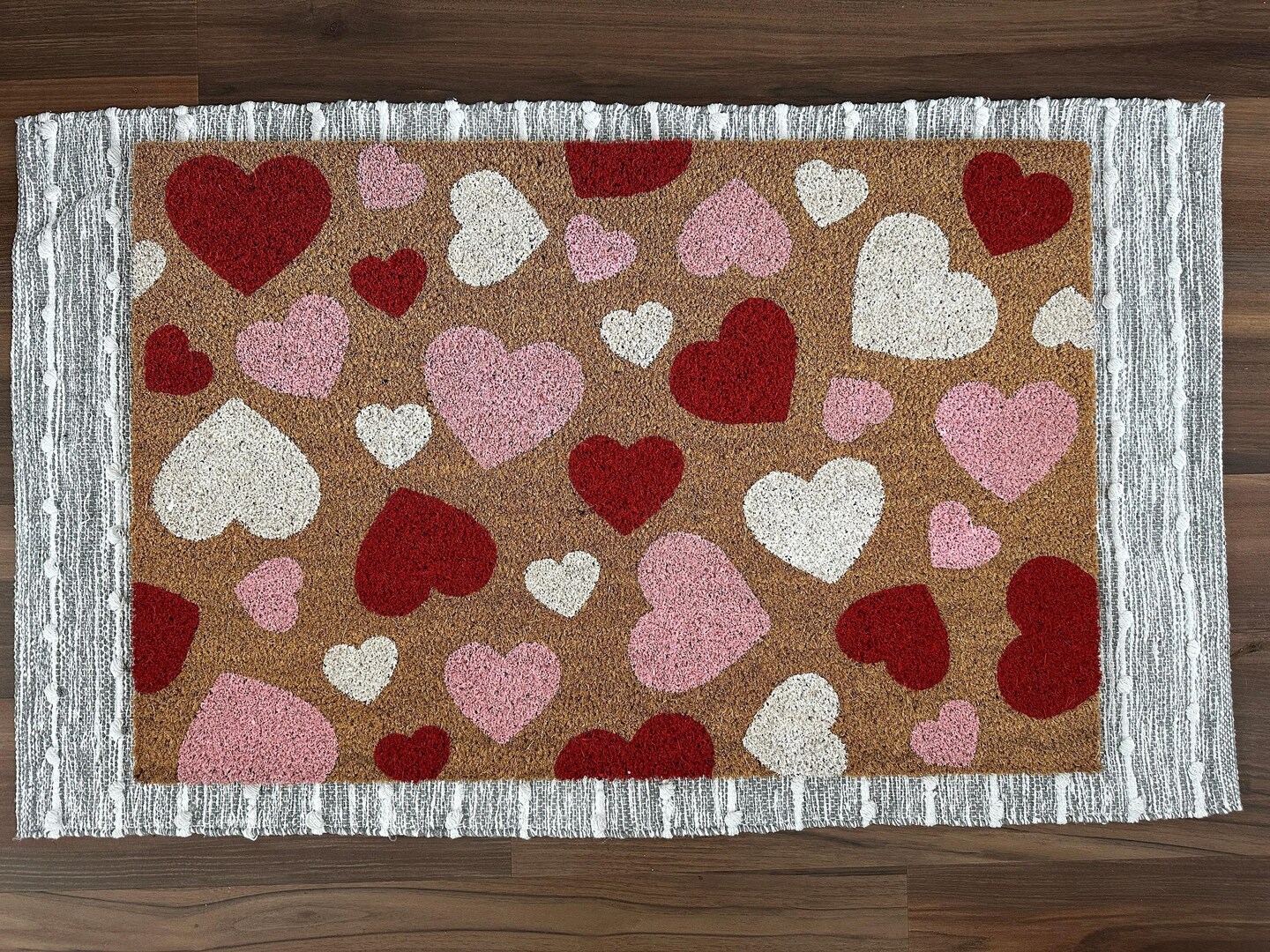 Oversized Falling Hearts Valentine's Outdoor Coir Door Mat | 23