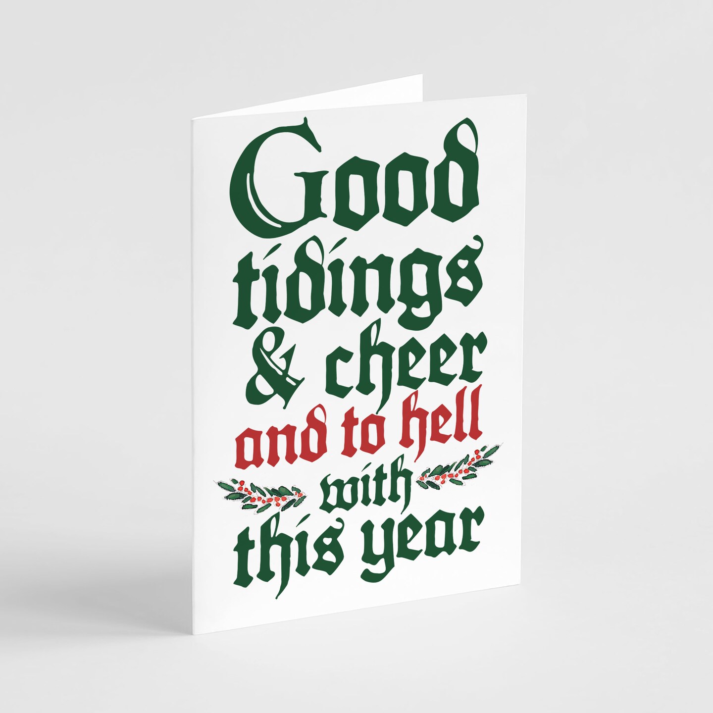 Funny Holiday Greeting Cards Boxed Set – 24 Modern Christmas Notecards Featuring "Good Tidings & Cheer" Design, Quirky and Festive Bulk Pack with Envelopes