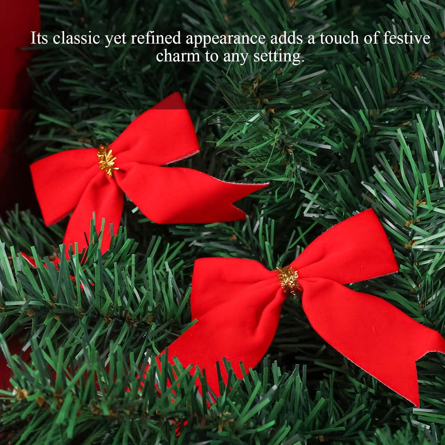 40PCS Christmas Bows, 4 x 3.1 inches Christmas Wreaths Bows with Golden Twist Ties Red Christmas Tree Bows for Christmas Tree Christmas Wreath Present Decoration