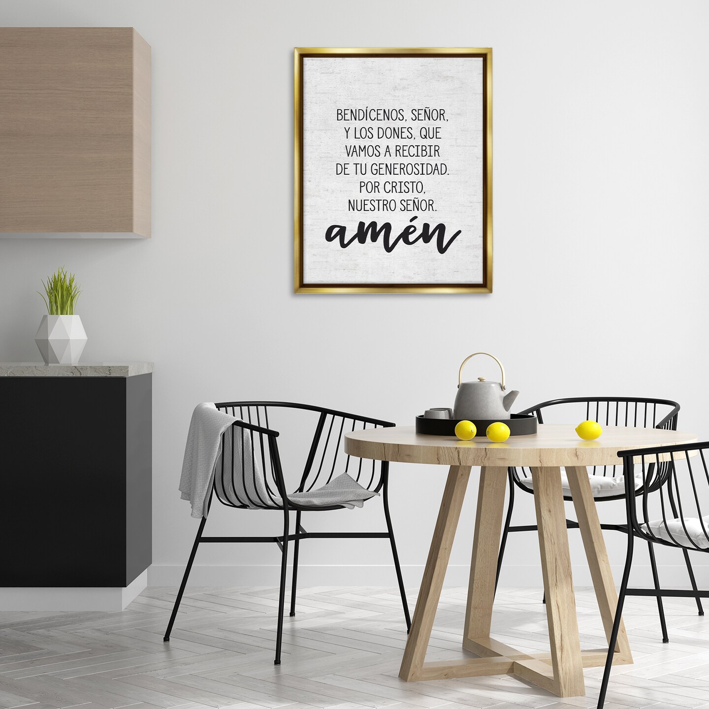 Stupell Industries Bendición de la Mesa Framed Floater Canvas Wall Art