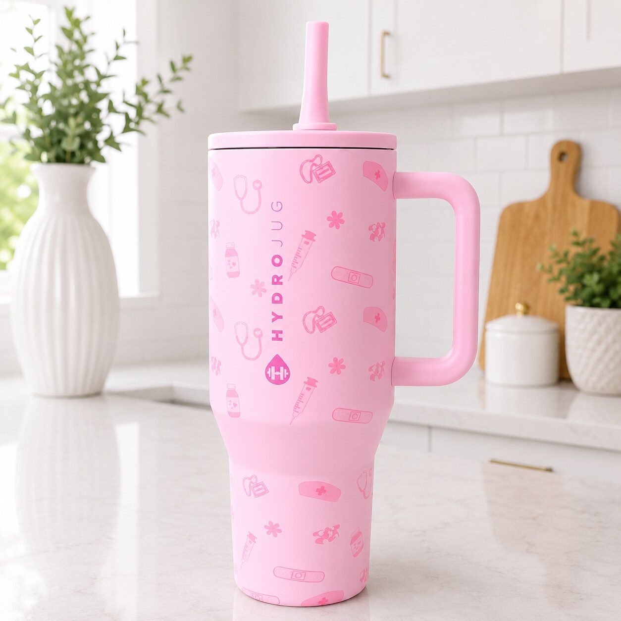 Authentic HydroJug Traveler | Pink Sand Nurse Tumbler | Medical