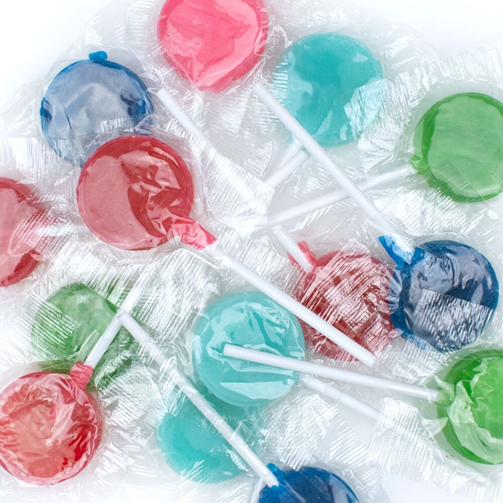 Fruit Flavored Flat Lollipops Assortment by Just Candy, Color