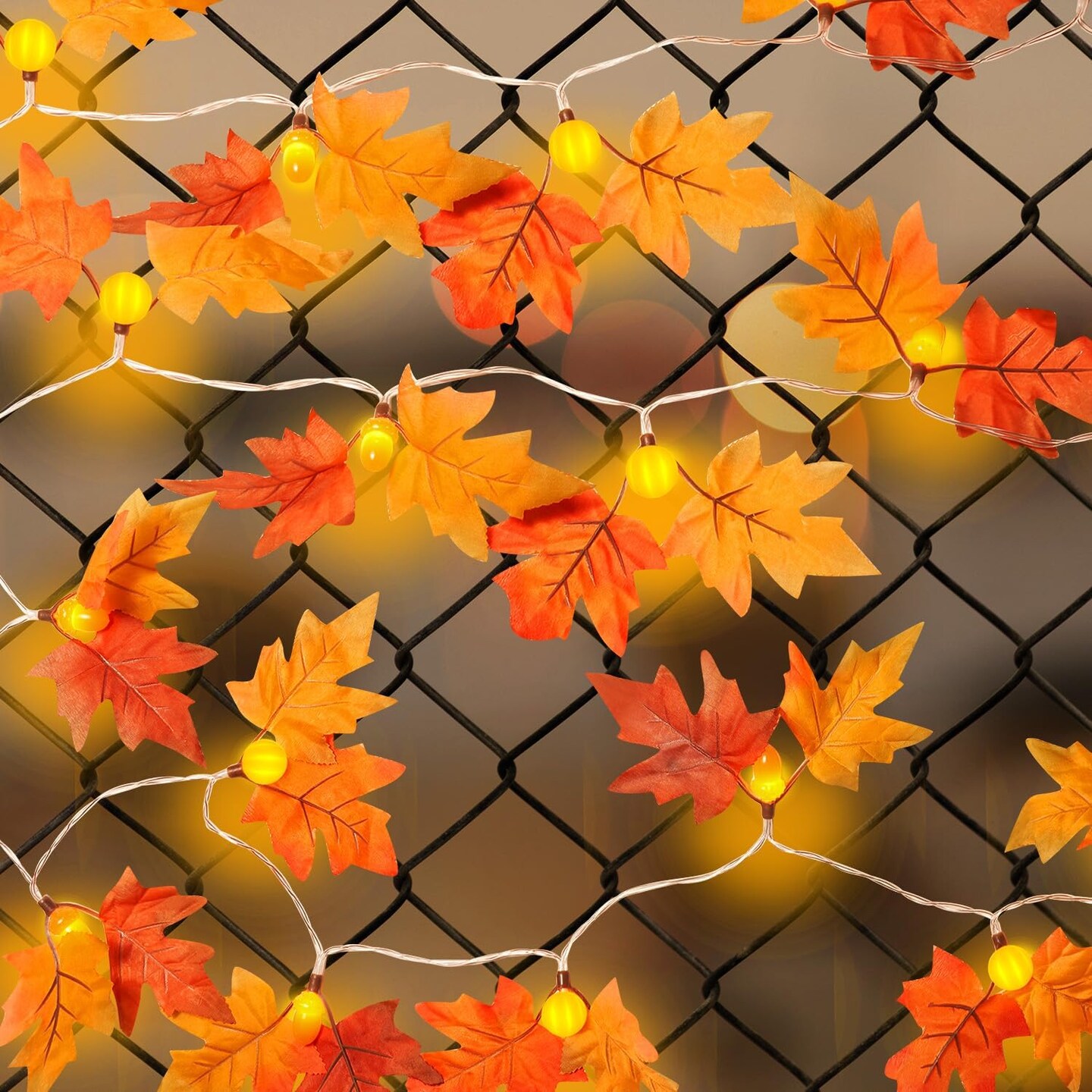 Fall Garland with Lights - 2 PACK