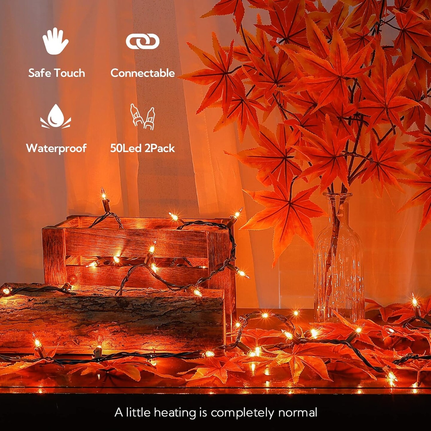 2 PACK - Orange Thanksgiving Mini Lights - Orange