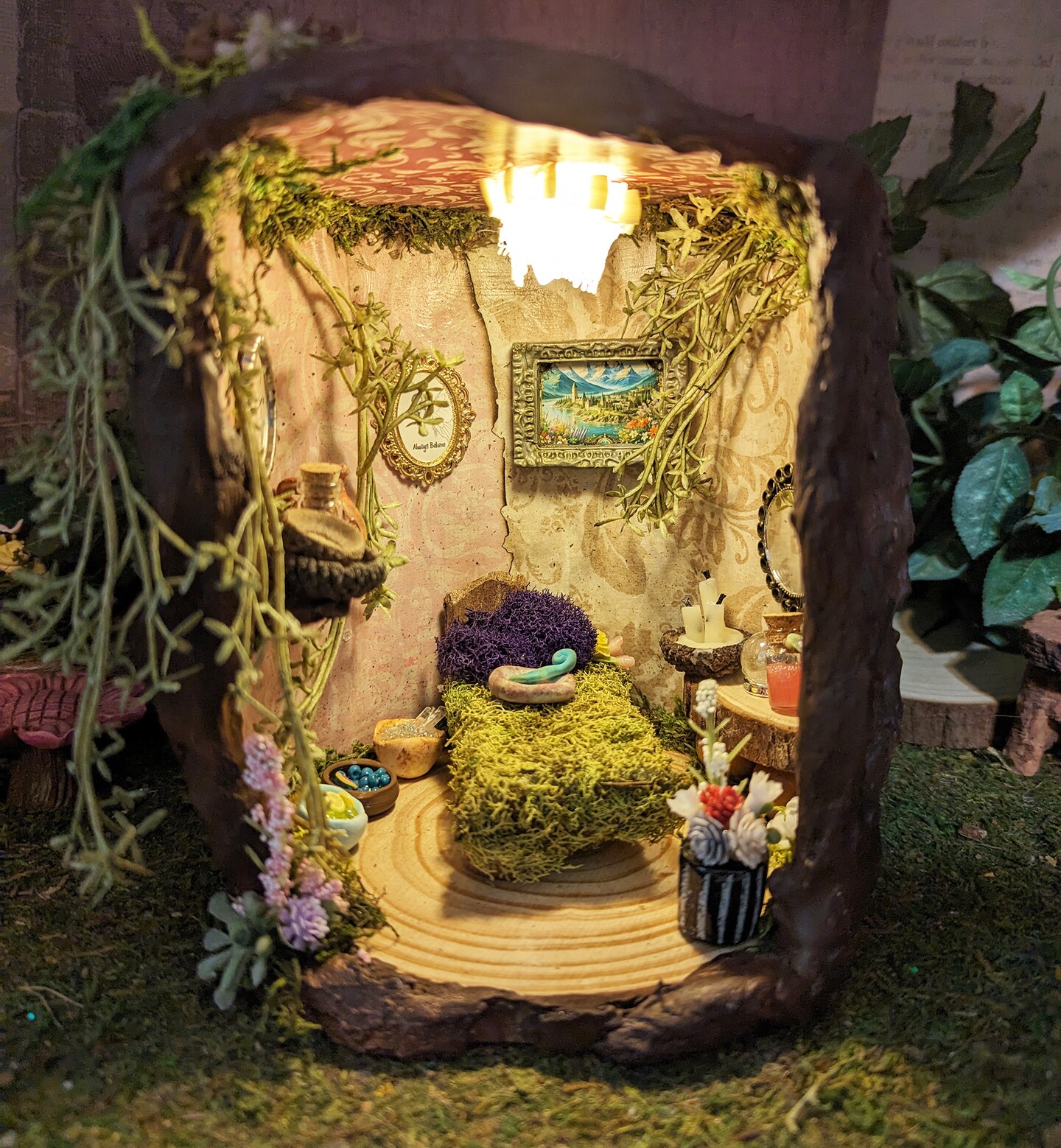 Tree Stump Fairy House with Furniture and Extras, Woodland House or  Miniature Fairy Doll House | MakerPlace by Michaels, image size:998x1080