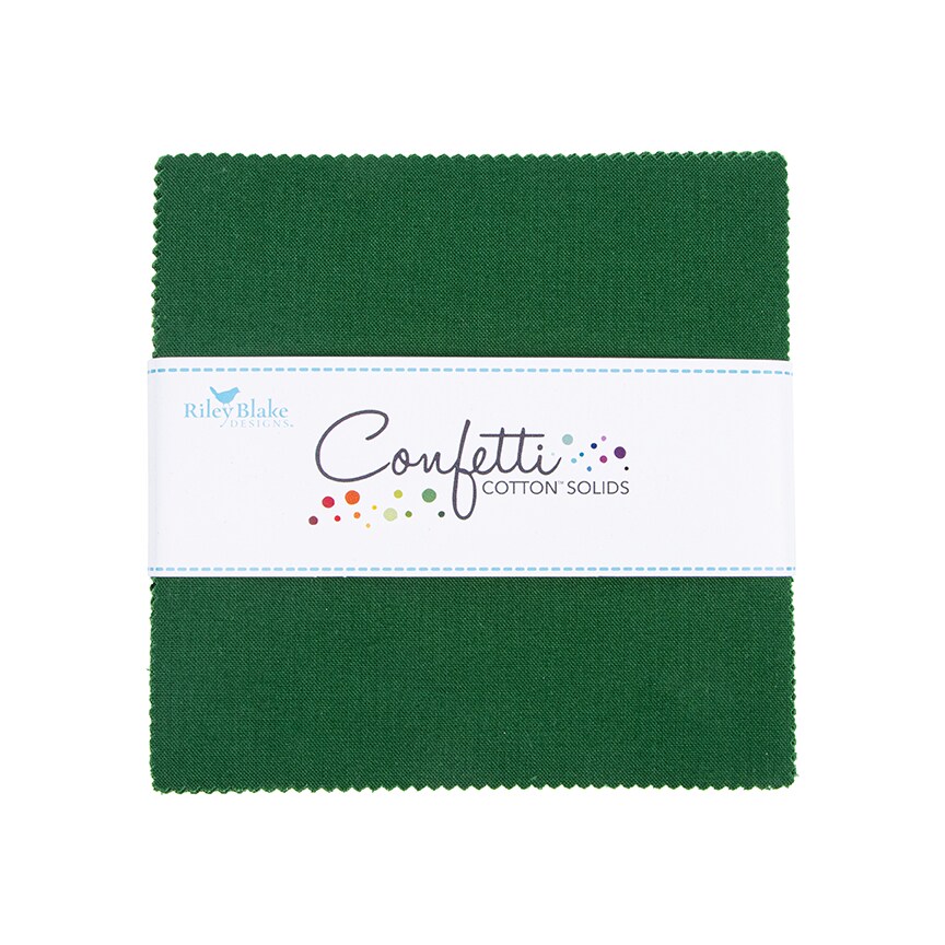 Confetti Cotton 5" Square Pack (Charm Pack / 5" Stacker) in Christmas Green by Riley Blake (5-120-CHRISTMAS-42)